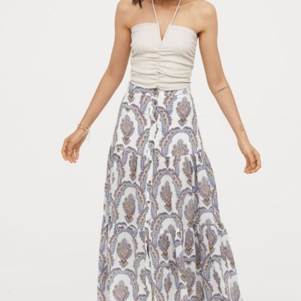 Boho paisley button front maxi skirt